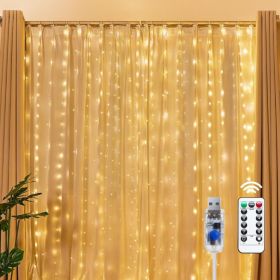 Brightown 300 LED Fairy Curtain Lights, 9.8ft X 9.8ft Curtain String Lights (Option: Warm White)